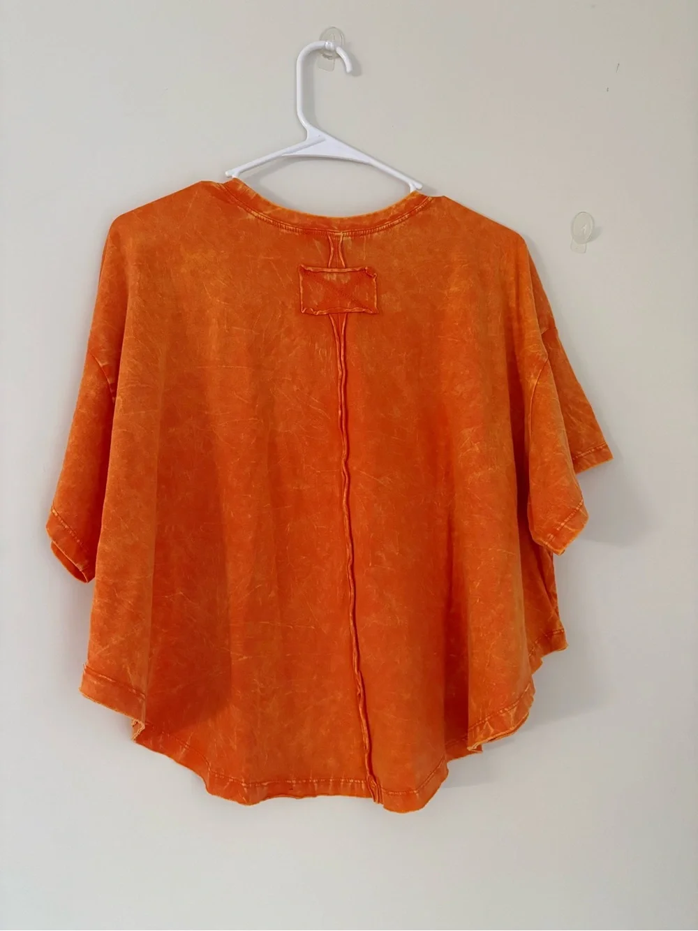 Zenana Orange Acid Wash Flowy Top